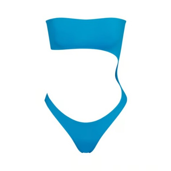 SKIMS Signature Swim Strapless Monokini Swimsuit Cheeky Summer Beach Blue 2X NWT - Picture 2 of 12